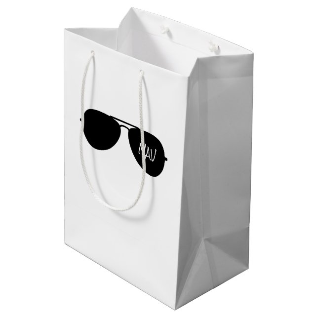 Bolsa De Regalo Mediana Aviador Gafas de sol Piloto INICIALES Aviones Vola (Angulo reverso)