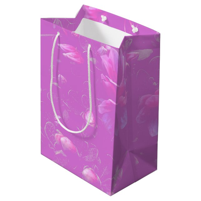 Bolsa De Regalo Mediana Azalea flotante Flores Mauve (Angulo reverso)