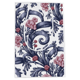 Bolsa de regalo mediana azul Art Nouveau rosa