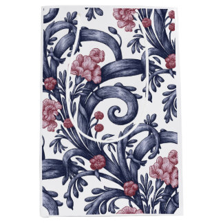 Bolsa de regalo mediana azul Art Nouveau rosa