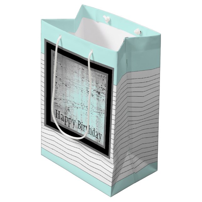 Bolsa De Regalo Mediana Azul claro negro y blanco (Angulo Anverso)