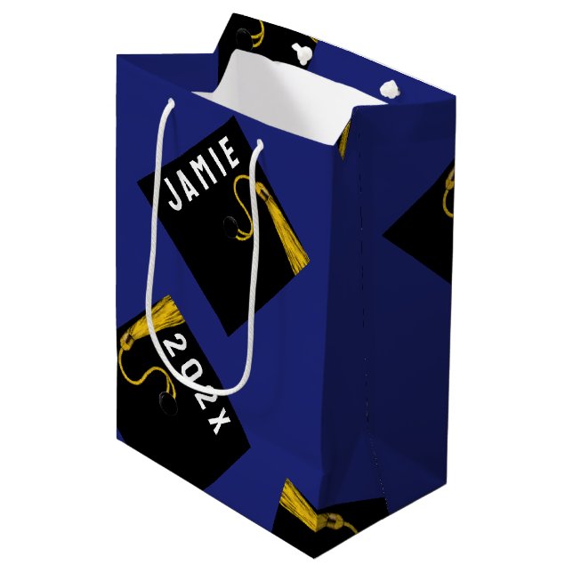 Bolsa De Regalo Mediana Azul de graduación (Angulo Anverso)