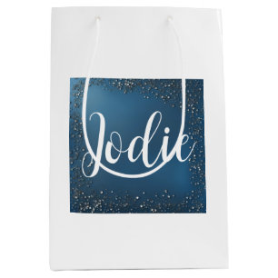 Bolsa De Regalo Mediana Azul marino minimalista y blanco