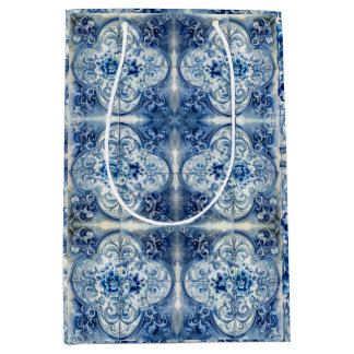 Bolsa De Regalo Mediana Azulejo Antiguo en Azul Delft