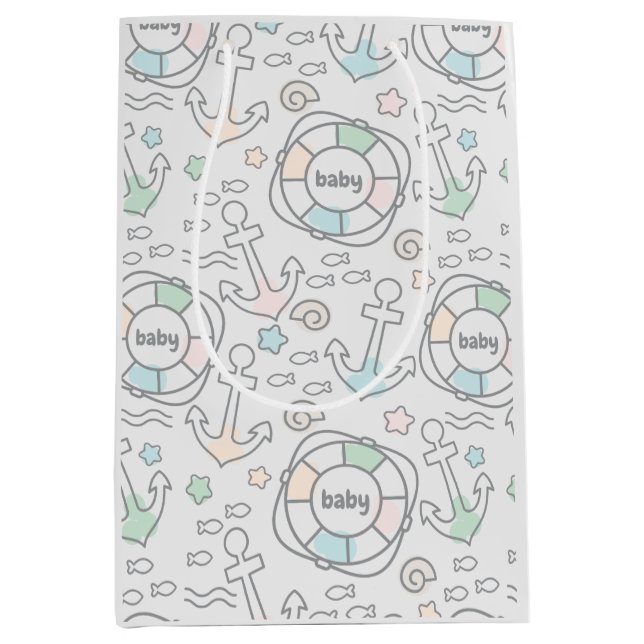 Bolsa De Regalo Mediana Baby Ahoy Nautical Baby Gige Bag (Anverso)