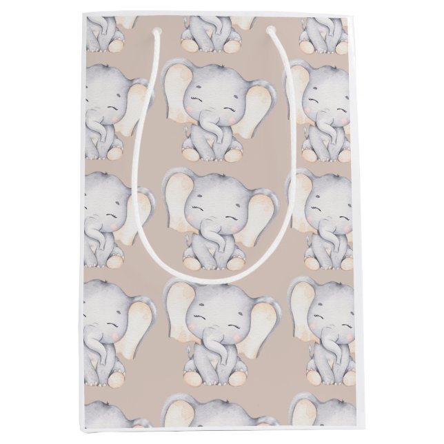 Bolsa De Regalo Mediana Baby Elephant Baby Shower (Anverso)