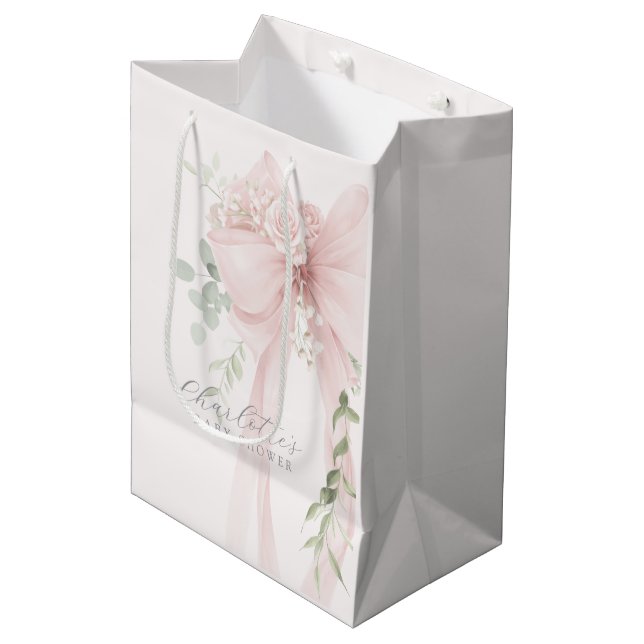 Bolsa De Regalo Mediana Baby in bloom Bow baby Shower Thank you (Angulo Anverso)