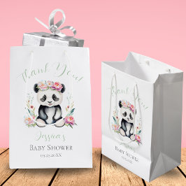 Bolsa De Regalo Mediana Baby Panda Peonies Jungle Baby Shower Gracias