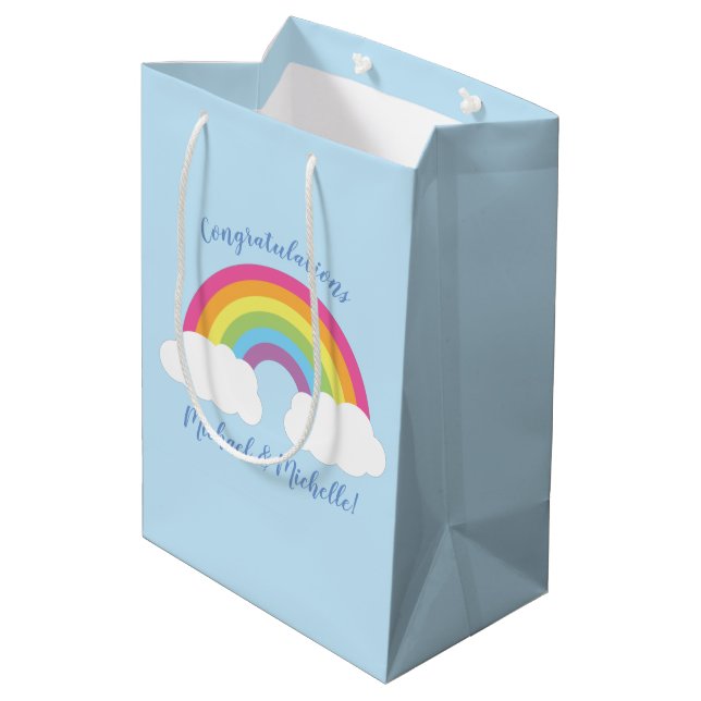 Bolsa De Regalo Mediana Baby Shower arcoiris (Angulo reverso)