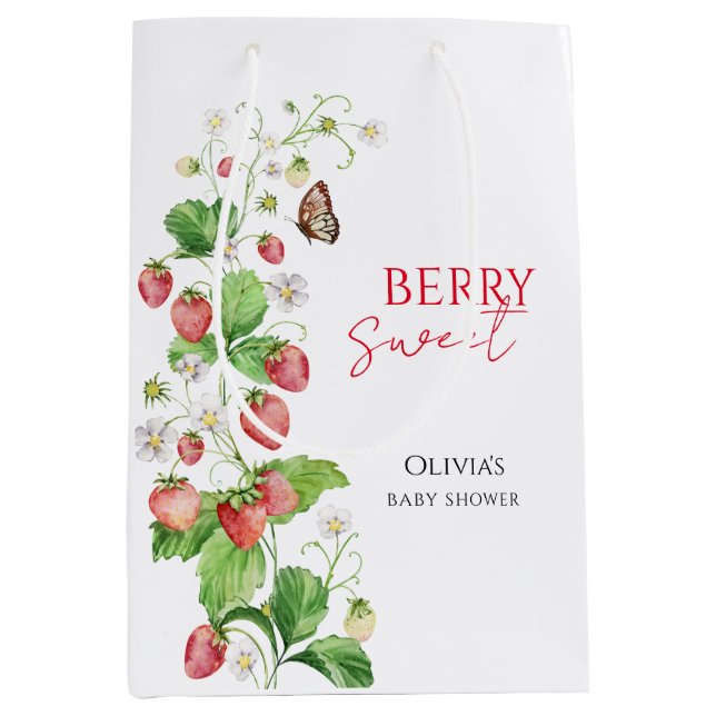 Bolsa De Regalo Mediana Baby Shower Berry Sweet Strawberry (Anverso)