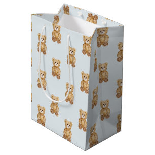 Bolsa De Regalo Mediana Baby Shower Blue Teddy Bear Boy
