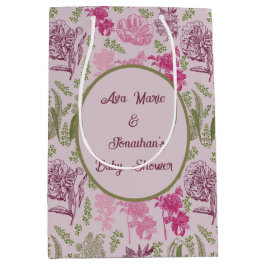 Bolsa De Regalo Mediana Baby Shower Chica de Eucalyptus Peony Botánico