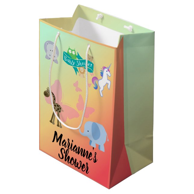 Bolsa De Regalo Mediana Baby Shower Critters and Butterflies (Angulo Anverso)