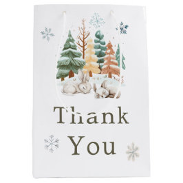 Bolsa De Regalo Mediana Baby Shower Cute Winter Rabbits