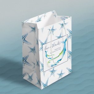 Bolsa De Regalo Mediana Baby Shower de ballena azul y pez estrella