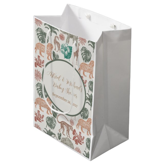 Bolsa De Regalo Mediana Baby Shower de Boho Jungle Safari (Angulo Anverso)
