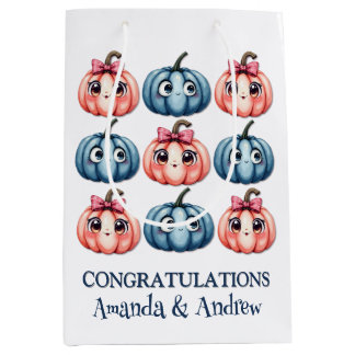 Bolsa De Regalo Mediana Baby Shower de calabaza personalizada blanco