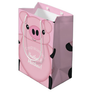 Bolsa De Regalo Mediana Baby Shower de cerdo rosa