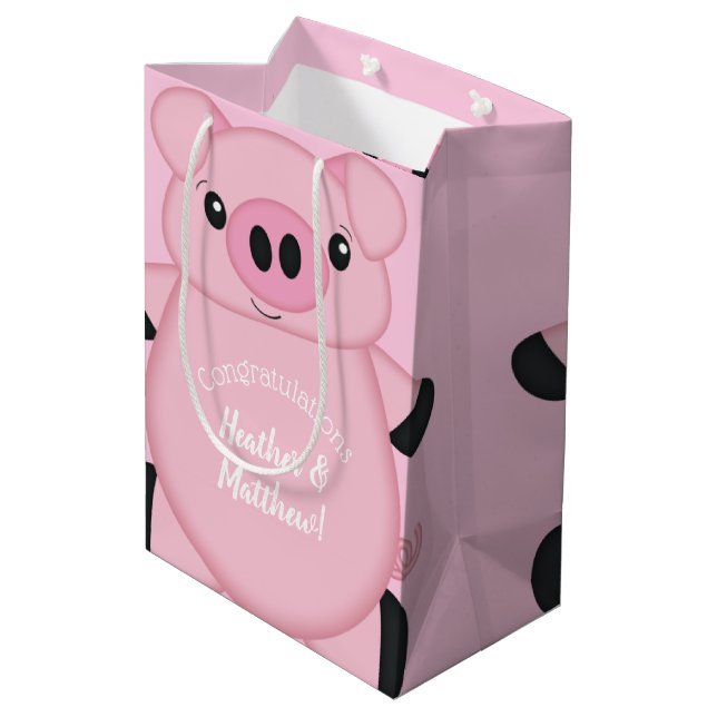 Bolsa De Regalo Mediana Baby Shower de cerdo rosa (Angulo reverso)