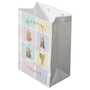 Bolsa De Regalo Mediana Baby Shower de color de bloque de color Pastel