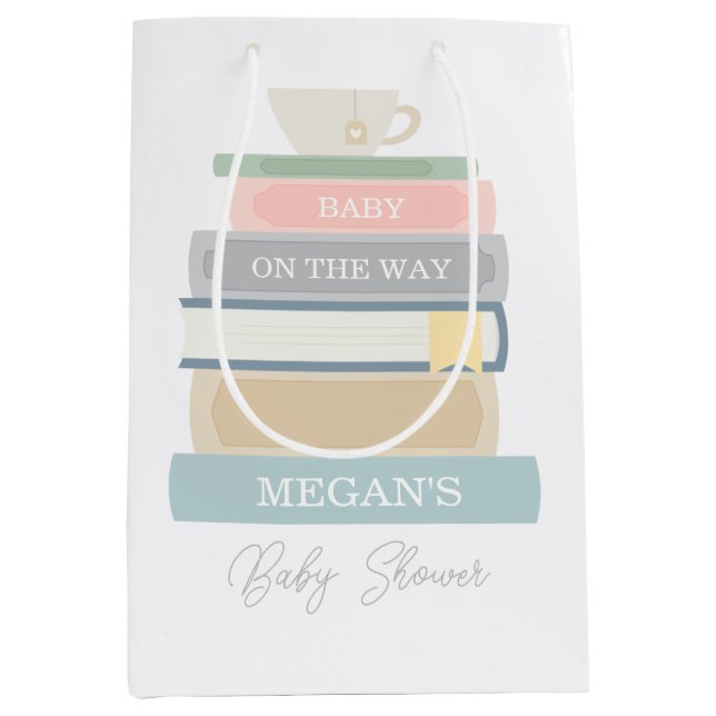 Bolsa De Regalo Mediana Baby Shower de libros (Anverso)