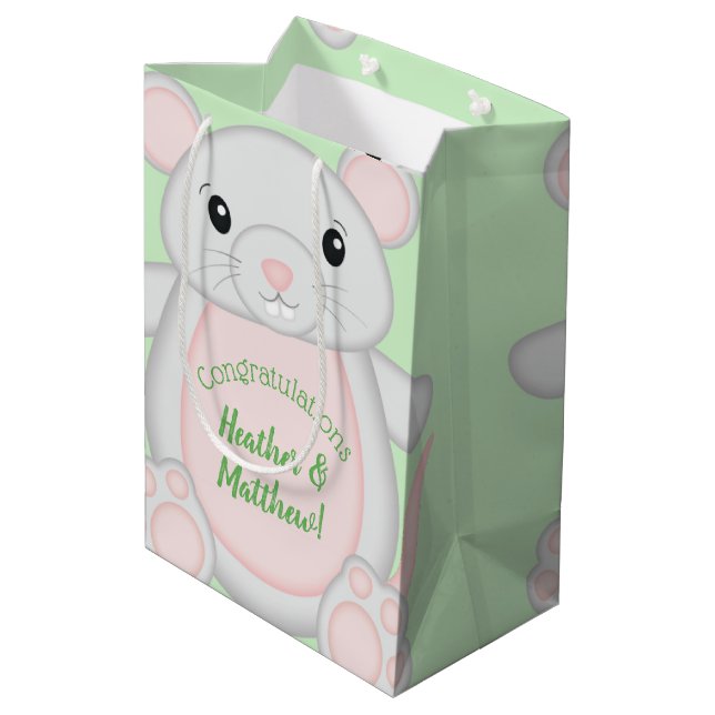 Bolsa De Regalo Mediana Baby Shower de mouse (Angulo reverso)