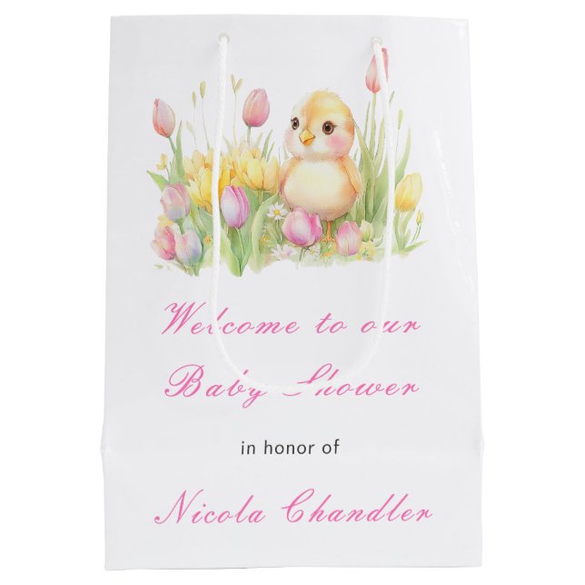 Bolsa De Regalo Mediana Baby Shower de Spring Chick (Reverso)