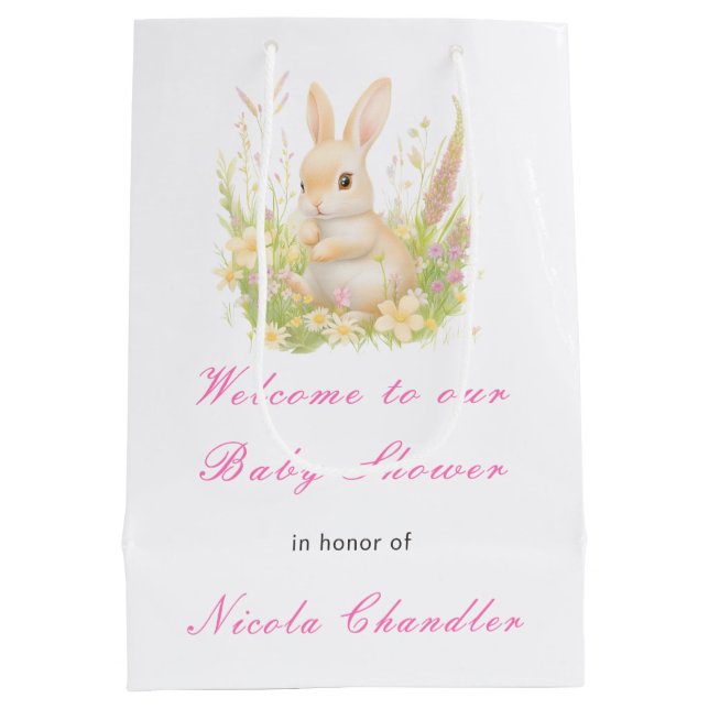 Bolsa De Regalo Mediana Baby Shower de Spring Rabbit (Reverso)