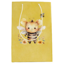 Bolsa De Regalo Mediana Baby Shower de Yellow Cute Bee Florals