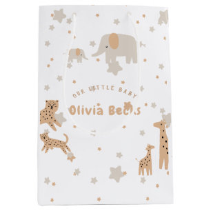 Bolsa De Regalo Mediana Baby Shower ilustrativo Pastel Beige Cute