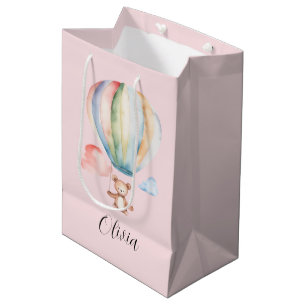 Bolsa De Regalo Mediana Baby Shower, lindo oso de peluche con globo de air