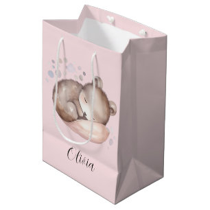 Bolsa De Regalo Mediana Baby Shower, lindo oso de peluche dormido
