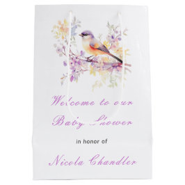 Bolsa De Regalo Mediana Baby Shower Spring Cute Bird