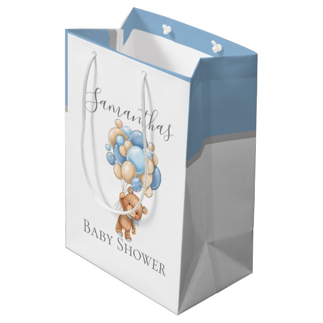 Bolsa De Regalo Mediana Baby Shower Teddy Bearly Wait BOY (Angulo reverso)