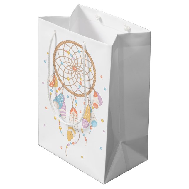 Bolsa De Regalo Mediana Baby Shower Tribal Dreamcatcher Boho (Angulo reverso)
