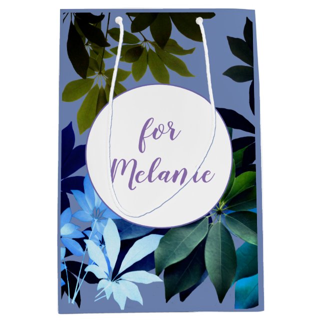 Bolsa De Regalo Mediana Bagte de regalo de Personalizado de follaje azul y (Anverso)