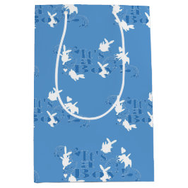 Bolsa De Regalo Mediana ¡Bailar conejitos es un chico! Baby Shower azul