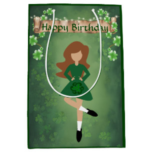 Bolsa De Regalo Mediana Bailarina irlandesa con pelo marrón Feliz baile de
