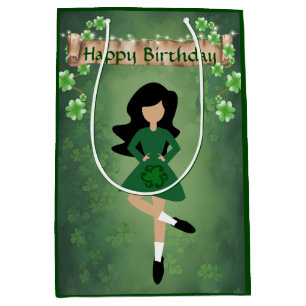 Bolsa De Regalo Mediana Bailarina irlandesa con pelo negro Feliz baile de 