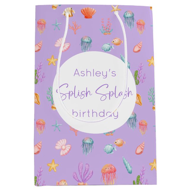 Bolsa De Regalo Mediana Bajo el cumpleaños del mar (Anverso)