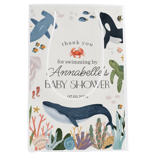 Bolsa De Regalo Mediana Bajo el mar, los Baby Shower favoritos (Anverso)