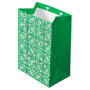 Bolsa De Regalo Mediana Baldosa marroquí - verde jade y blanco