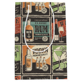 Bolsa De Regalo Mediana Baldosas de bebidas de estilo vintage