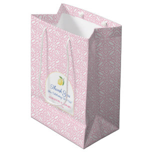 Bolsa De Regalo Mediana Baldosas Rosadas Femeninas Limones Italianos Boda