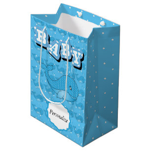 Bolsa De Regalo Mediana Ballena punteada polca del bebé azul
