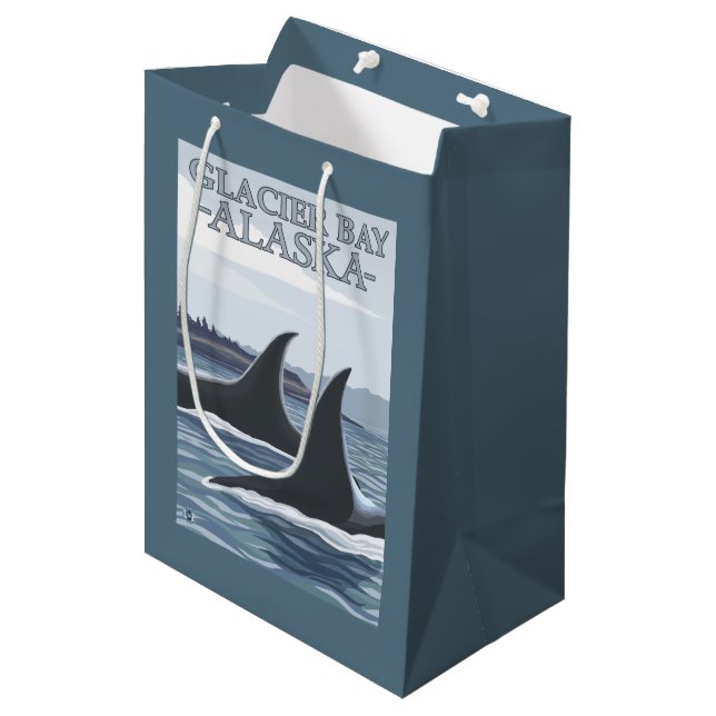 Bolsa De Regalo Mediana Ballenas #1 - Glacier Bay, Alaska de la orca (Angulo Anverso)