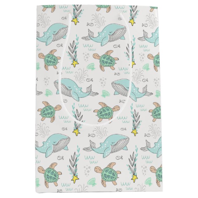 Bolsa De Regalo Mediana Ballenas y tortugas marinas (Anverso)