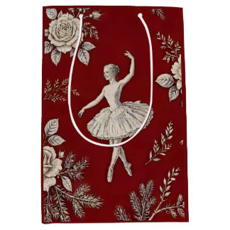 Bolsa De Regalo Mediana Ballerina Christmas Toile - Rojo Clásico
