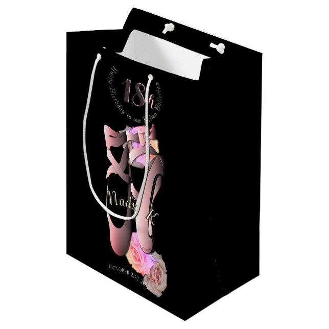 Bolsa De Regalo Mediana Ballerina Pink Toe Shoes Black (Angulo Anverso)