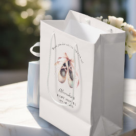 Bolsa De Regalo Mediana Ballerina Shoes Pink Bow Gold Baby Shower